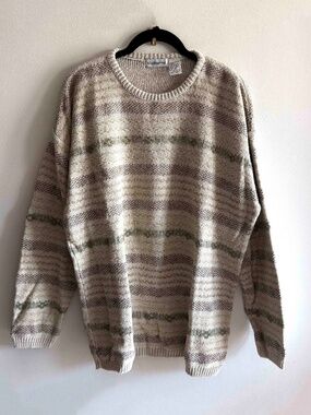 Vintage Claiborne Made USA Cotton Silk Southwestern Sweater Women's Medium